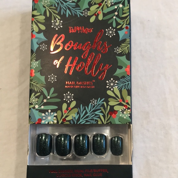 Red Aspen Nail Dashes “Boughs of Holly” Dark Green Glitter Nails - Picture 10 of 10